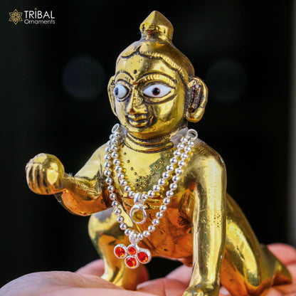 925 sterling silver beaded chain necklace with two lines for Lord Krishna Laddu Gopala jewelry set by TRIBAL ORNAMENTS