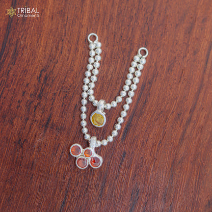 925 sterling silver beaded chain necklace with two lines, designed for Lord Krishna Laddu Gopala jewelry set by TRIBAL ORNAMENTS