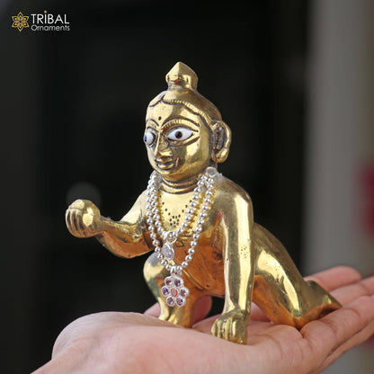 925 sterling silver 2 line beaded chain necklace for Lord Krishna Laddu Gopala jewelry set835