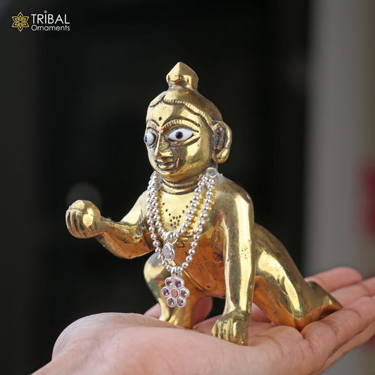 925 sterling silver 2 line beaded chain necklace for Lord Krishna Laddu Gopala jewelry set835