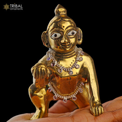 925 sterling silver Lord Krishna necklace and waist belt jewelry set featuring Laddu Gopala design from TRIBAL ORNAMENTS.