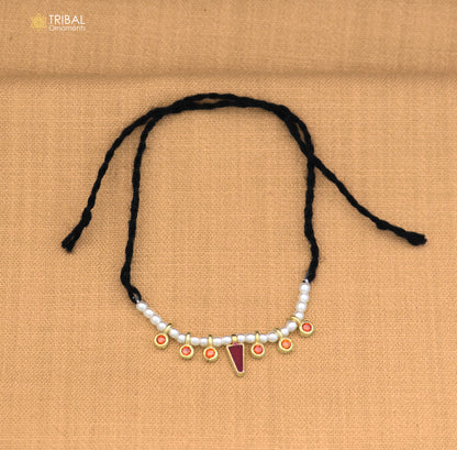 925 sterling silver pearl style green stone necklace for idols or god statues gold polished jewelry set860