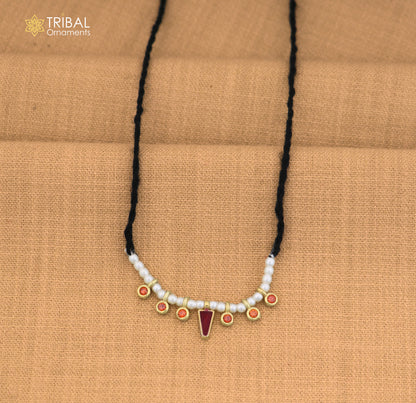 925 sterling silver pearl style green stone necklace for idols or god statues gold polished jewelry set860