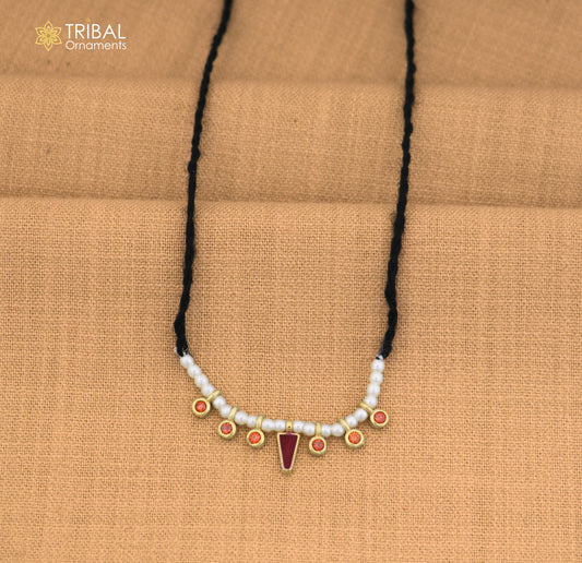 925 sterling silver pearl style green stone necklace for idols or god statues gold polished jewelry set860