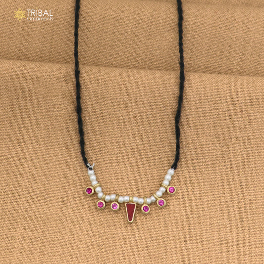 925 sterling silver pearl style pink stone necklace for idols or god statues gold polished jewelry set861