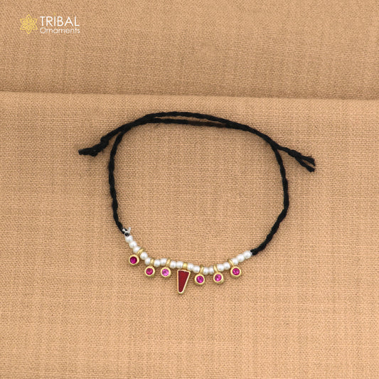 925 sterling silver pearl style pink stone necklace for idols or god statues gold polished jewelry set861