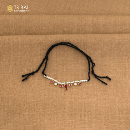 925 sterling silver pearl style pink stone necklace for idols or god statues gold polished jewelry set862