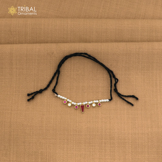 925 sterling silver pearl style pink stone necklace for idols or god statues gold polished jewelry set862