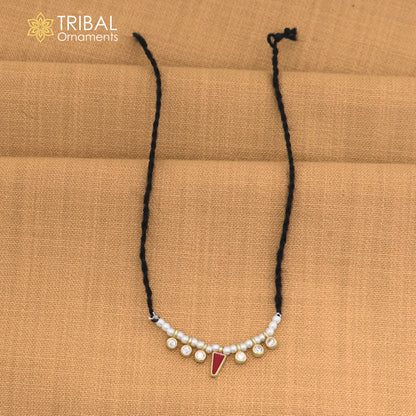 925 sterling silver pearl style red stone necklace for idols or god statues gold polished jewelry set867