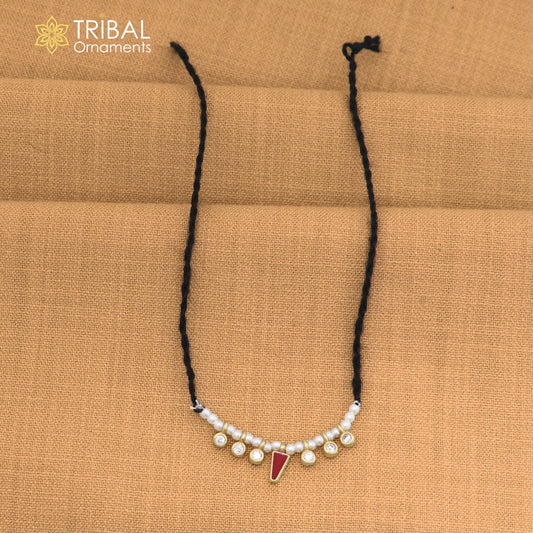 925 sterling silver pearl style red stone necklace for idols or god statues gold polished jewelry set867