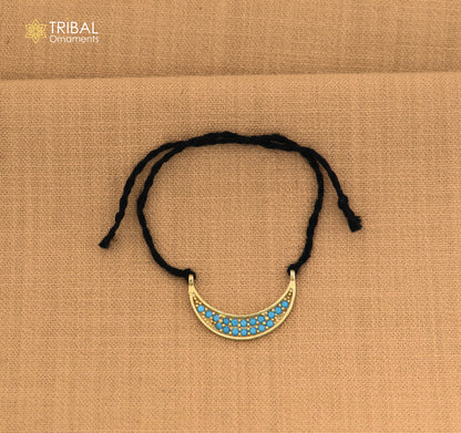 925 sterling silver pearl style blue stone necklace for idols or god statues gold polished jewelry set872