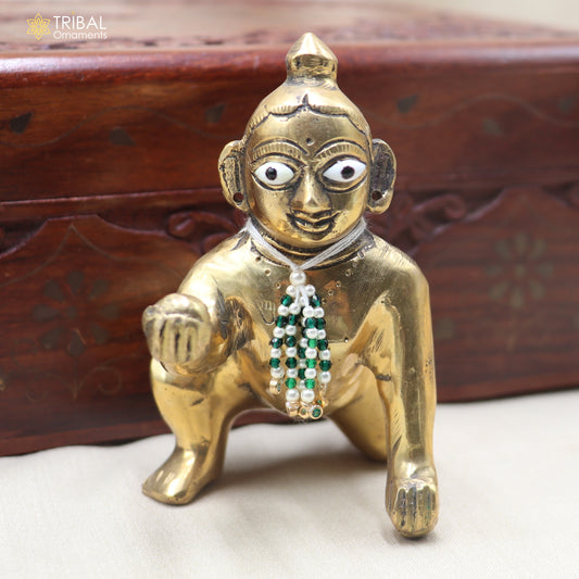 925 sterling silver pearl style green stone necklace for idols or god statues gold polished jewelry set876