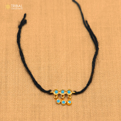 925 sterling silver turquoise stone necklace for idols or god statues gold polished jewelry set877