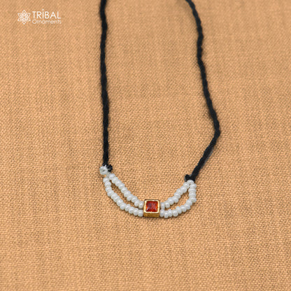 925 sterling silver pearl and red stone necklace for idols or god statues gold polished jewelry set880
