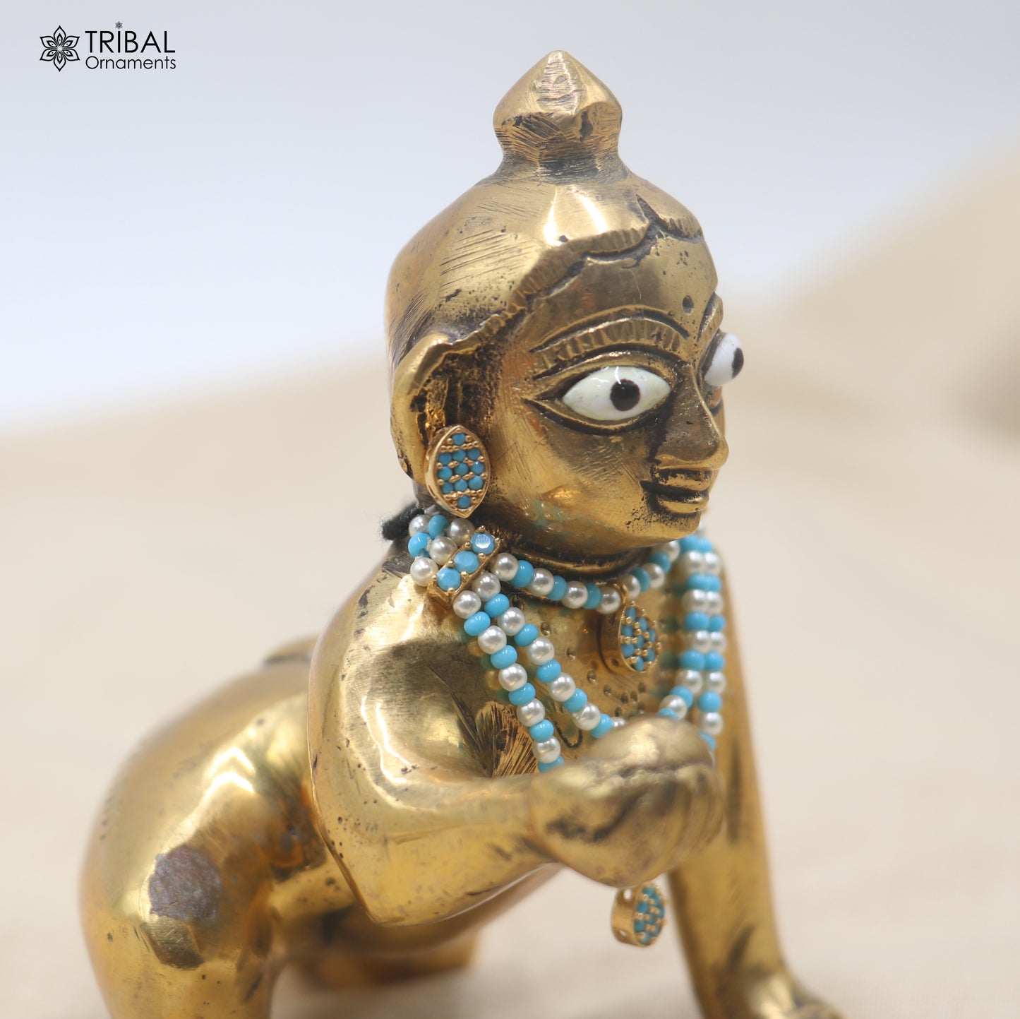 925 sterling silver pearl and turquoise stone necklace for idols or god statues gold polished jewelry set883
