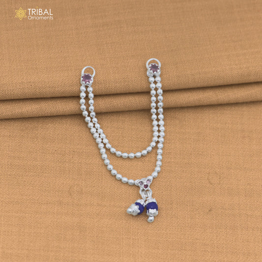925 sterling silver 2 line beaded chain necklace for Lord Krishna Laddu Gopala jewelry set884