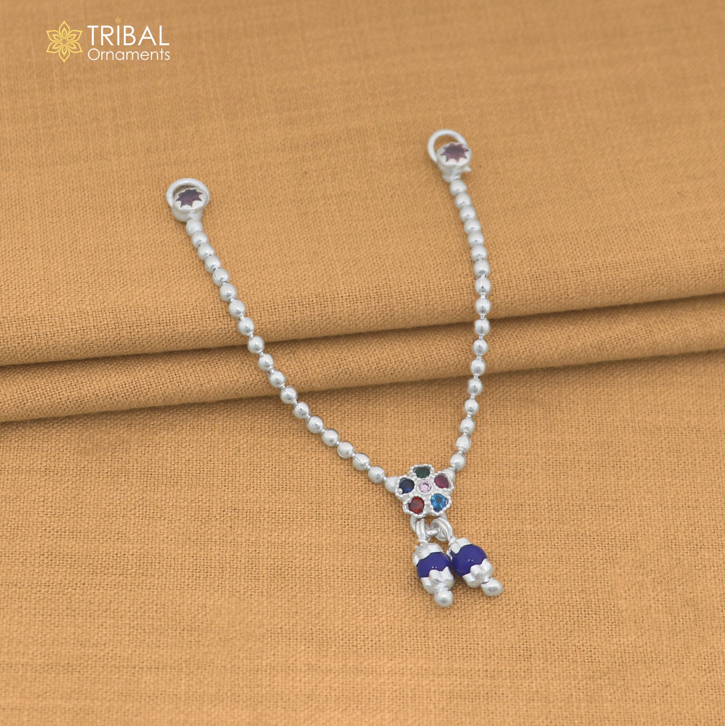 925 sterling silver beaded chain necklace for Lord Krishna Laddu Gopala jewelry set885
