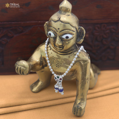 925 sterling silver beaded chain necklace for Lord Krishna Laddu Gopala jewelry set885