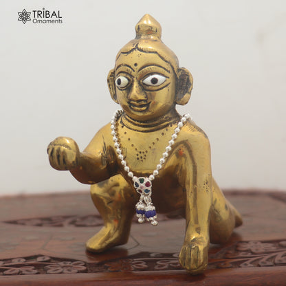 925 sterling silver beaded chain necklace for Lord Krishna Laddu Gopala jewelry set885