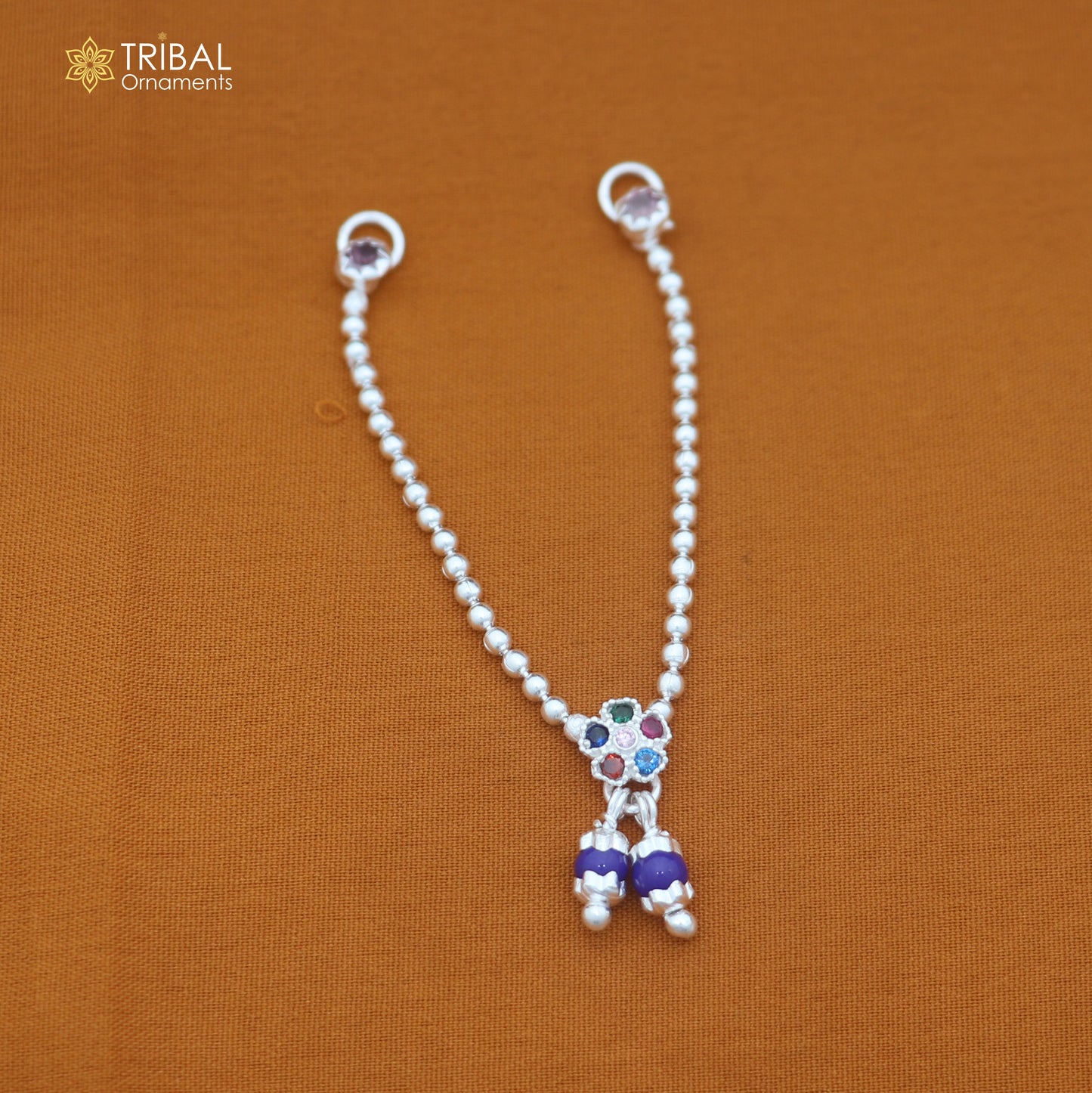 925 sterling silver beaded chain necklace for Lord Krishna Laddu Gopala jewelry set885