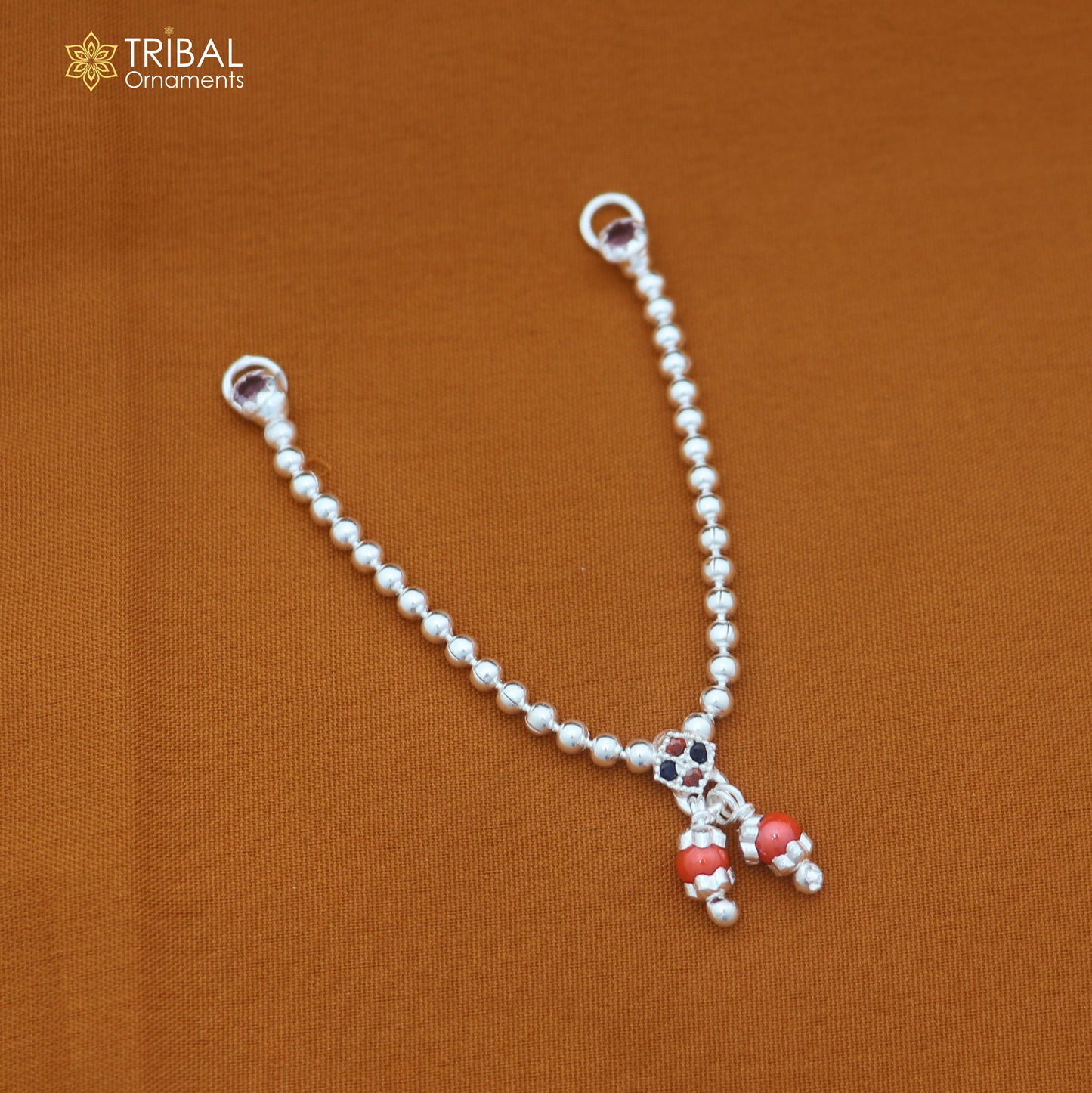 925 sterling silver beaded chain necklace for Lord Krishna Laddu Gopala jewelry set886