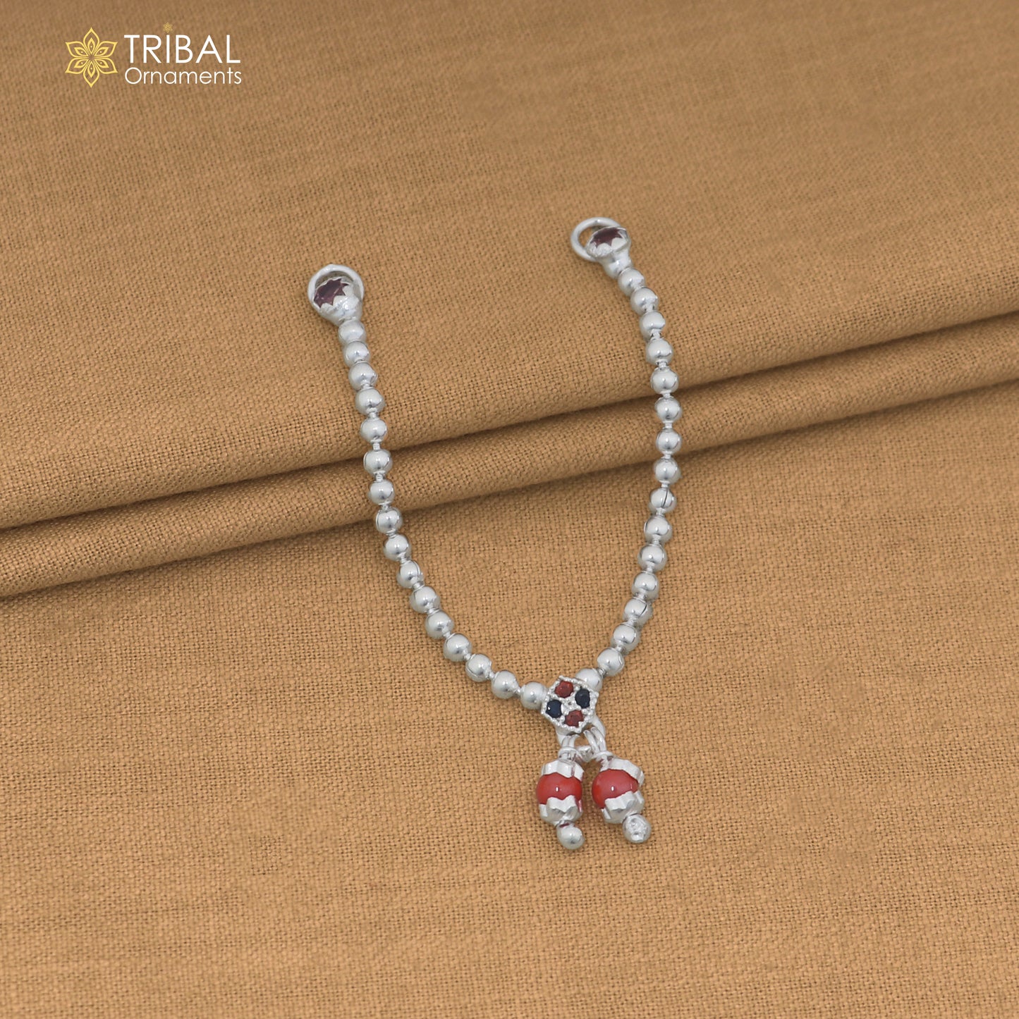 925 sterling silver beaded chain necklace for Lord Krishna Laddu Gopala jewelry set886