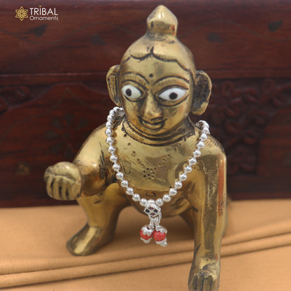 925 sterling silver beaded chain necklace for Lord Krishna Laddu Gopala jewelry set886