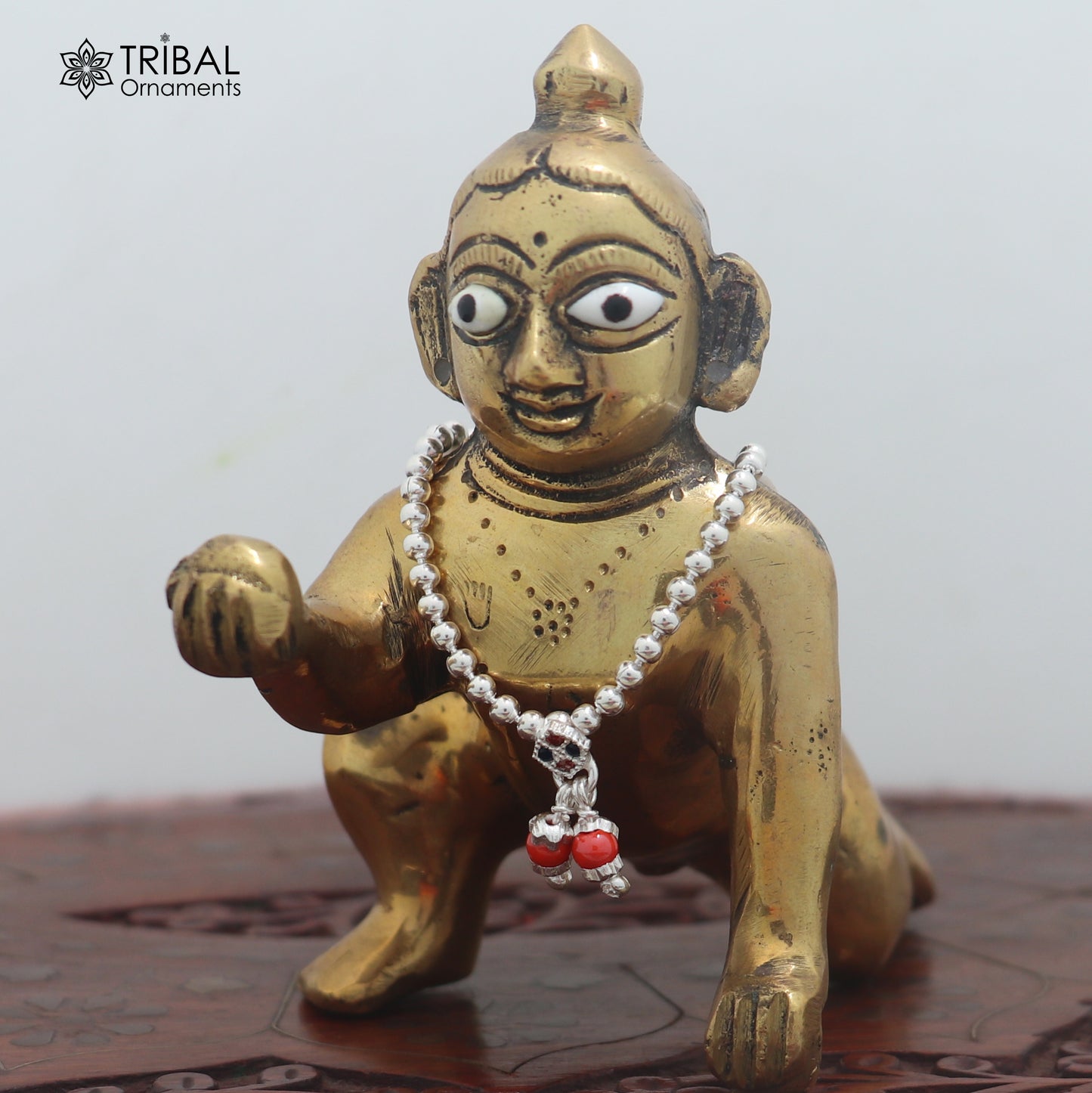 925 sterling silver beaded chain necklace for Lord Krishna Laddu Gopala jewelry set886
