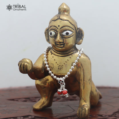 925 sterling silver beaded chain necklace for Lord Krishna Laddu Gopala jewelry set886