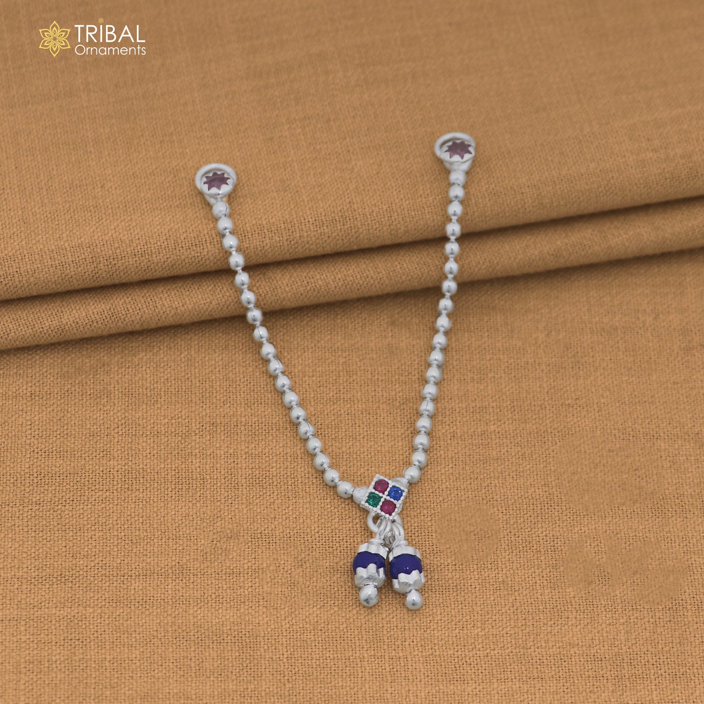 925 sterling silver beaded chain necklace for Lord Krishna Laddu Gopala jewelry set887