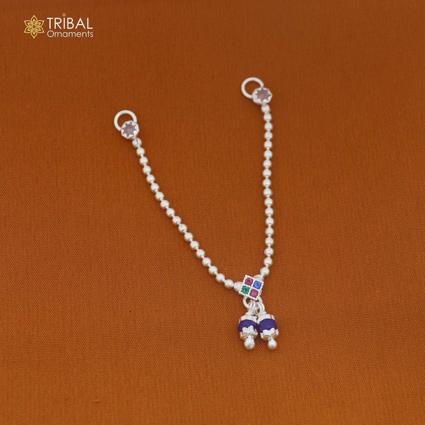 925 sterling silver beaded chain necklace for Lord Krishna Laddu Gopala jewelry set887