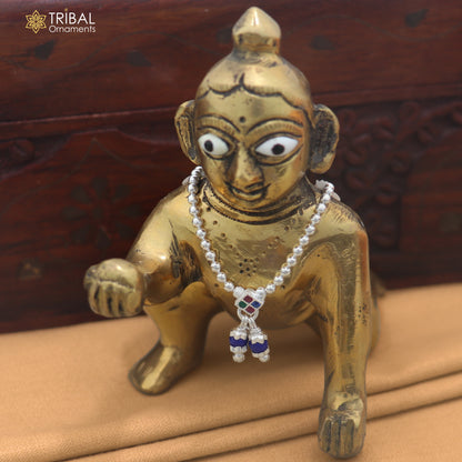 925 sterling silver beaded chain necklace for Lord Krishna Laddu Gopala jewelry set887