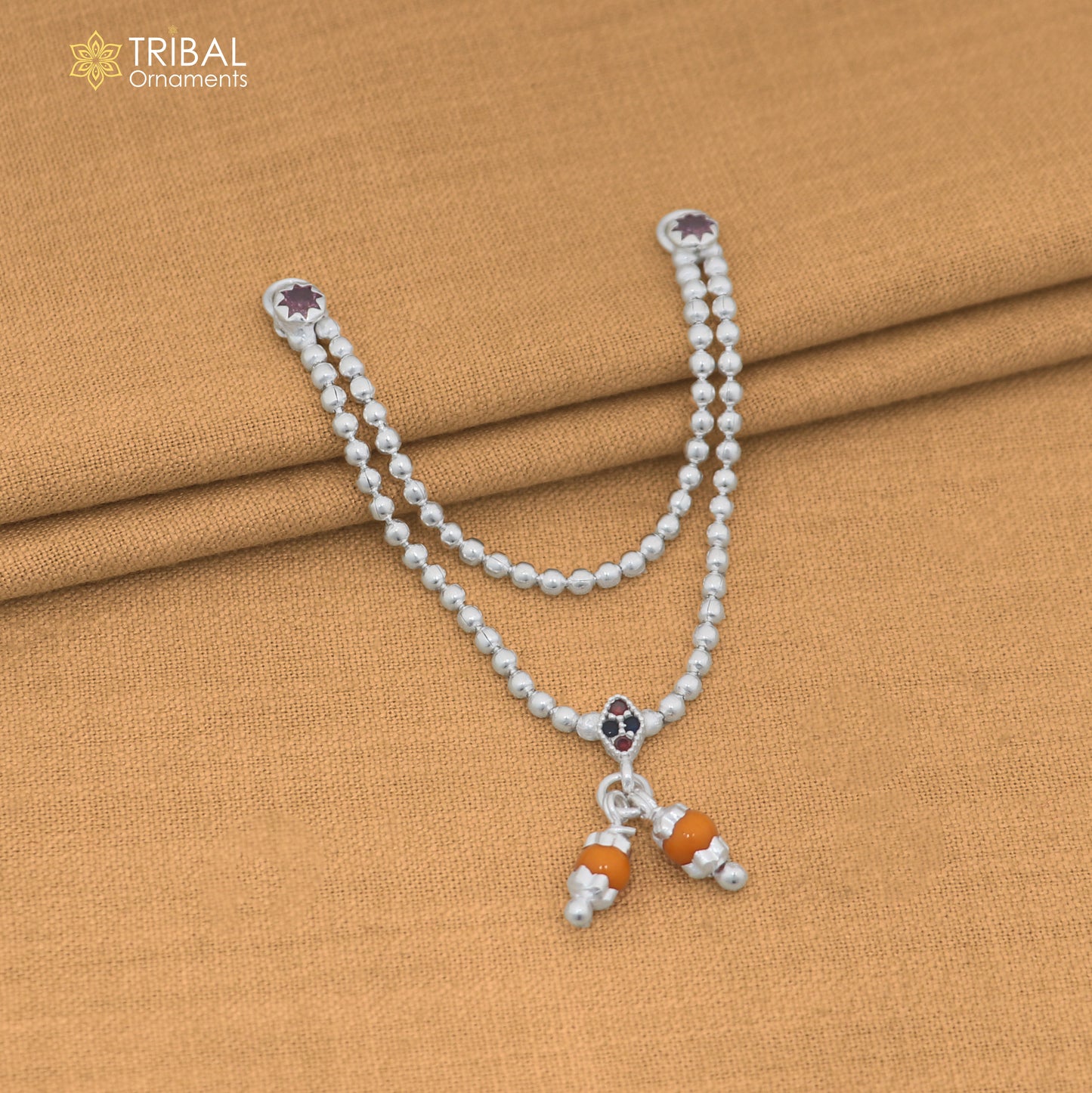 925 sterling silver 2 line beaded chain necklace for Lord Krishna Laddu Gopala jewelry set888