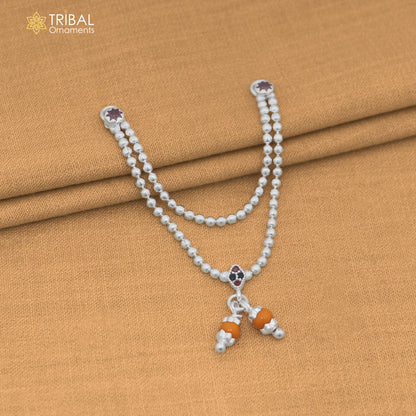 925 sterling silver 2 line beaded chain necklace for Lord Krishna Laddu Gopala jewelry set888