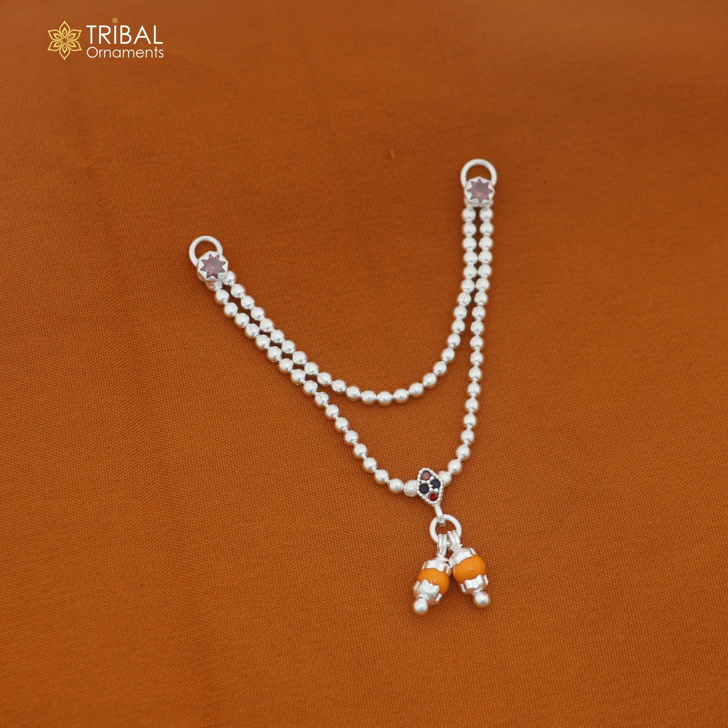 925 sterling silver 2 line beaded chain necklace for Lord Krishna Laddu Gopala jewelry set888