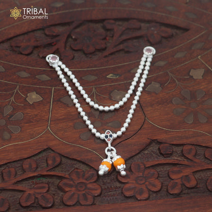 925 sterling silver 2 line beaded chain necklace for Lord Krishna Laddu Gopala jewelry set888