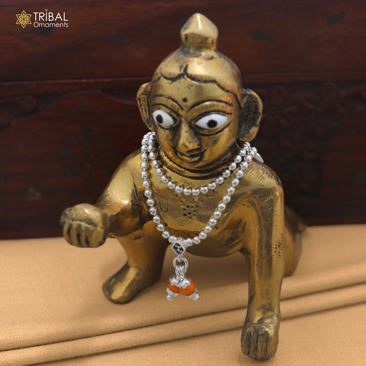 925 sterling silver 2 line beaded chain necklace for Lord Krishna Laddu Gopala jewelry set888