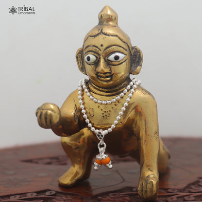 925 sterling silver 2 line beaded chain necklace for Lord Krishna Laddu Gopala jewelry set888