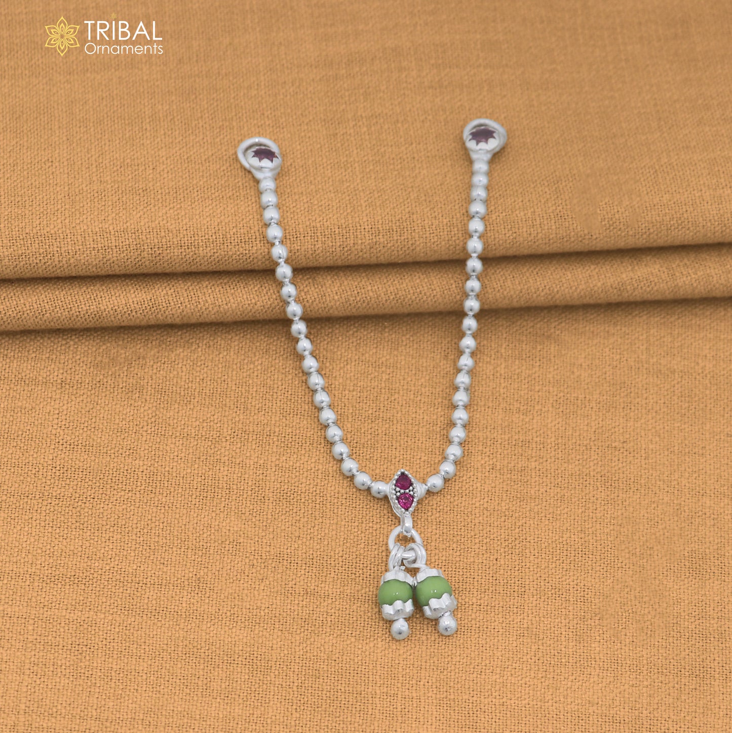 925 sterling silver beaded chain necklace for Lord Krishna Laddu Gopala jewelry set889