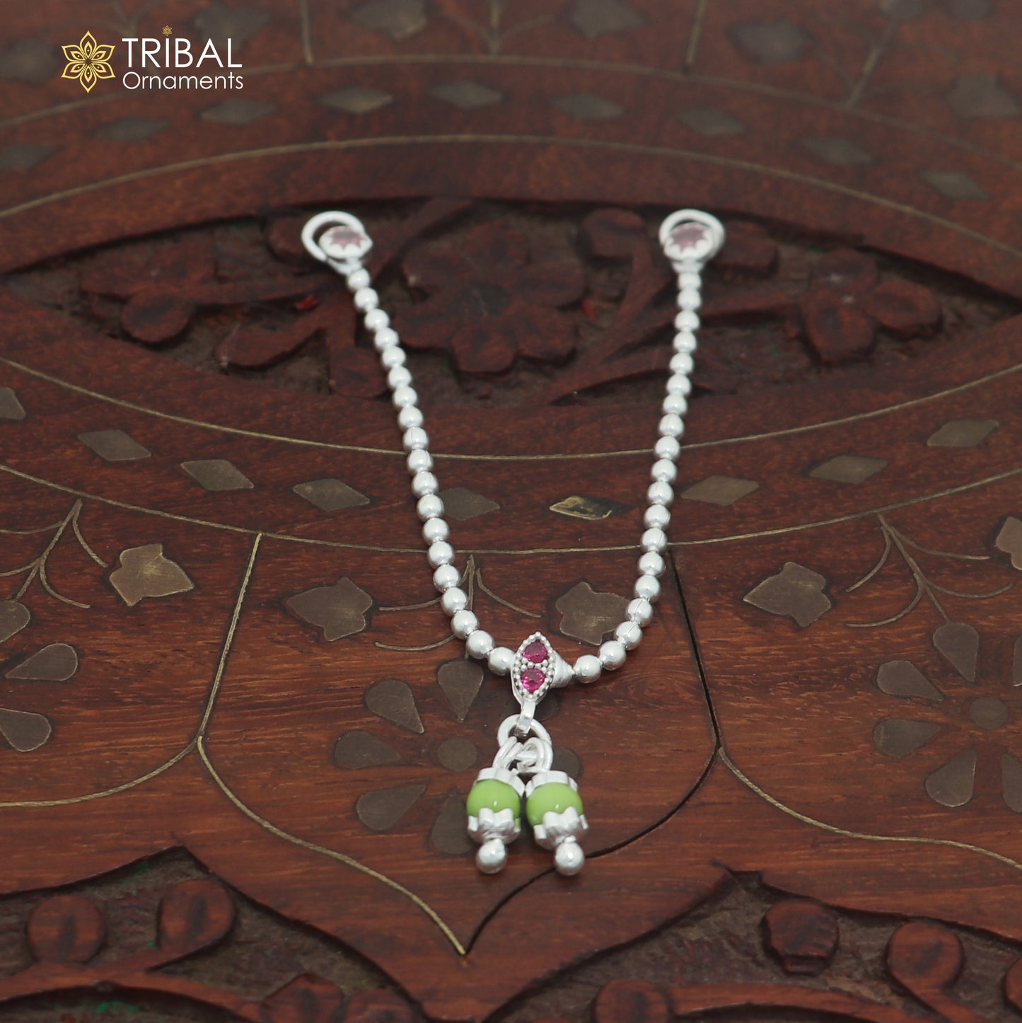 925 sterling silver beaded chain necklace for Lord Krishna Laddu Gopala jewelry set889