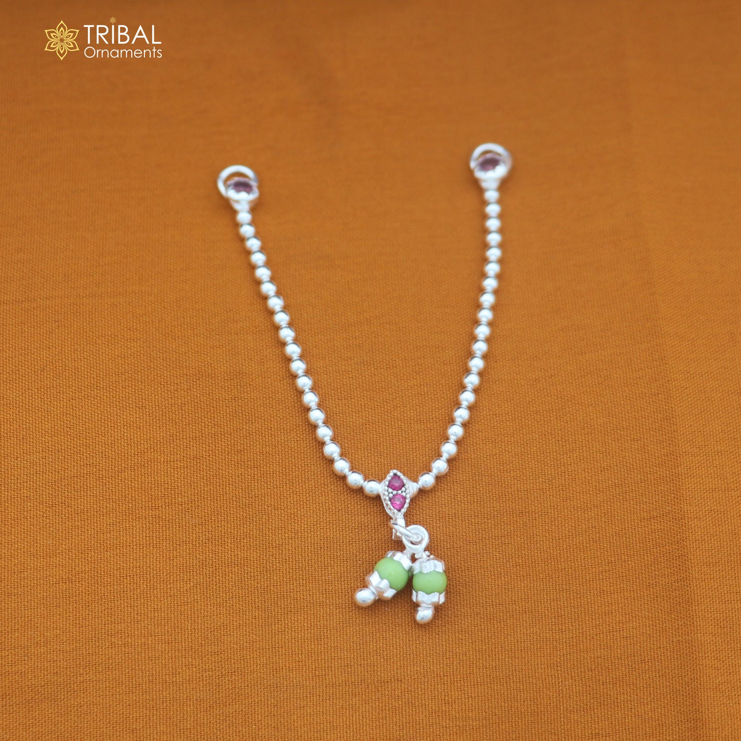 925 sterling silver beaded chain necklace for Lord Krishna Laddu Gopala jewelry set889