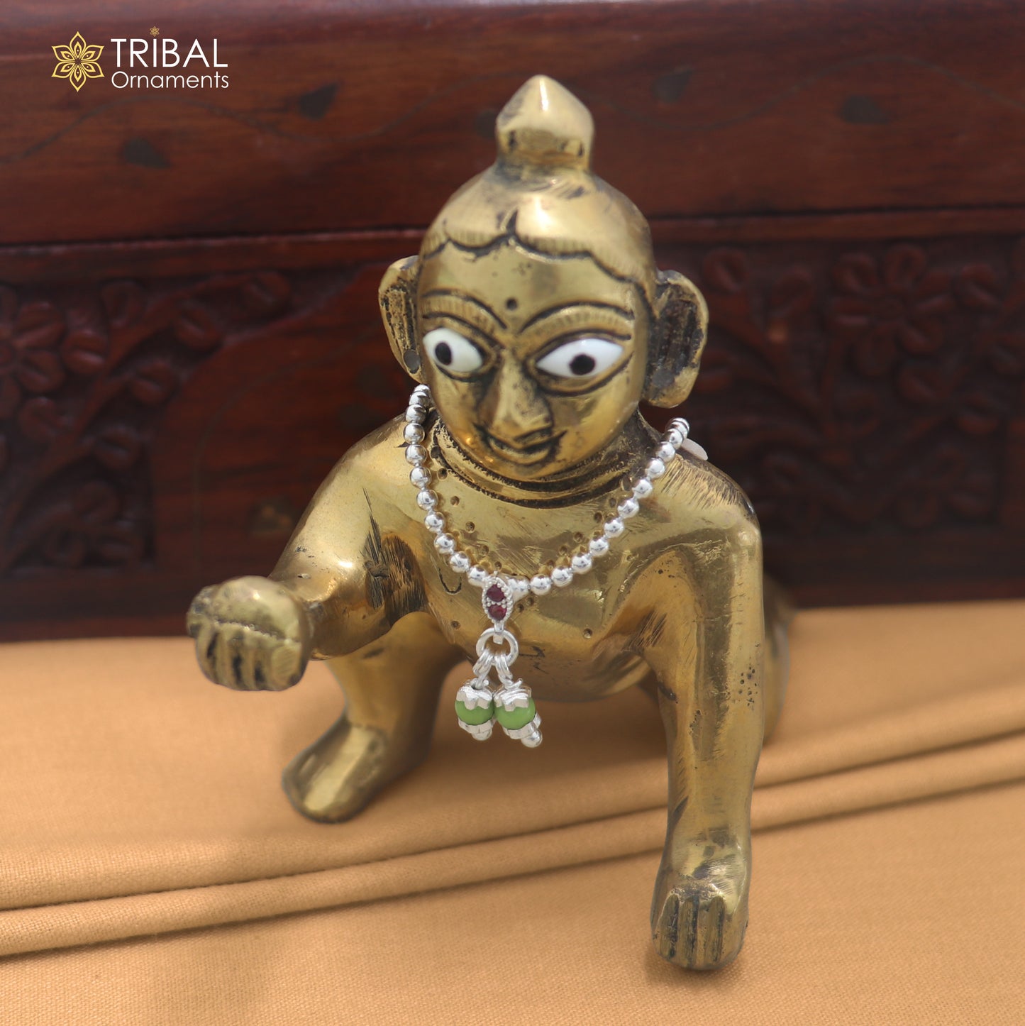 925 sterling silver beaded chain necklace for Lord Krishna Laddu Gopala jewelry set889