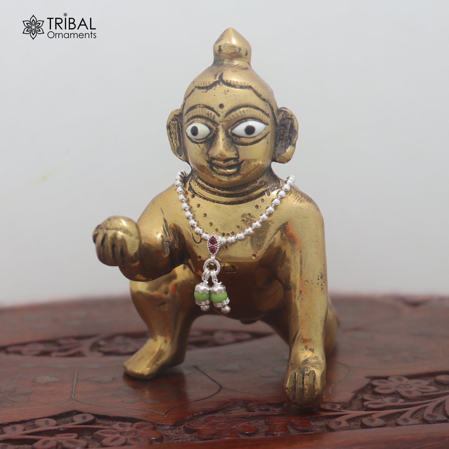 925 sterling silver beaded chain necklace for Lord Krishna Laddu Gopala jewelry set889