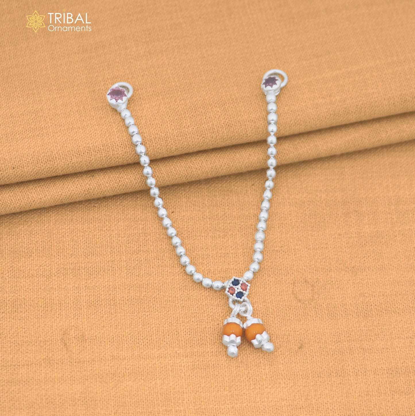 925 sterling silver beaded chain necklace for Lord Krishna Laddu Gopala jewelry set890