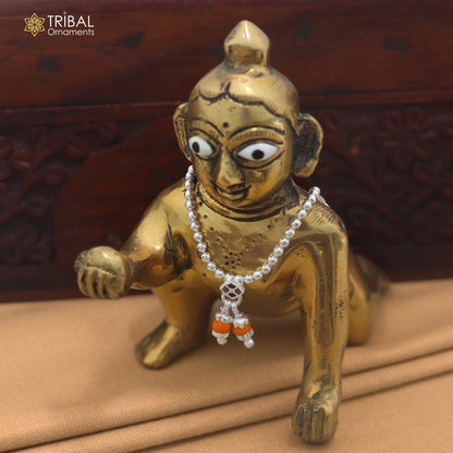 925 sterling silver beaded chain necklace for Lord Krishna Laddu Gopala jewelry set890