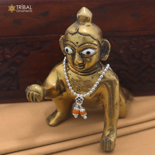 925 sterling silver beaded chain necklace for Lord Krishna Laddu Gopala jewelry set890