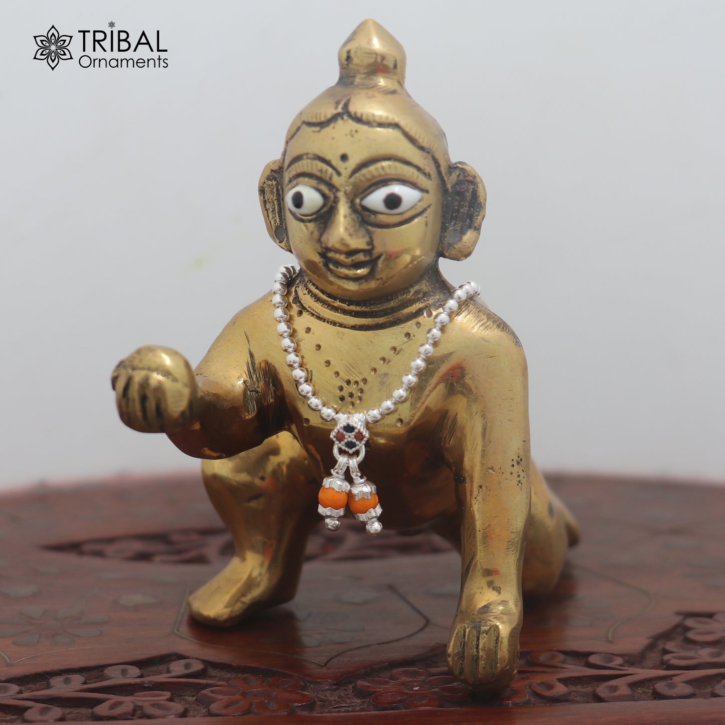 925 sterling silver beaded chain necklace for Lord Krishna Laddu Gopala jewelry set890