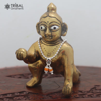 925 sterling silver beaded chain necklace for Lord Krishna Laddu Gopala jewelry set890