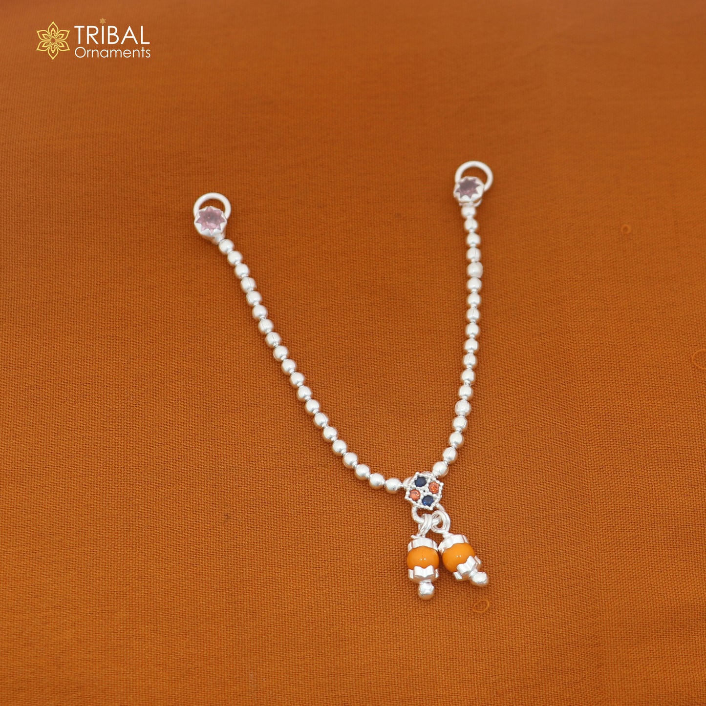 925 sterling silver beaded chain necklace for Lord Krishna Laddu Gopala jewelry set890