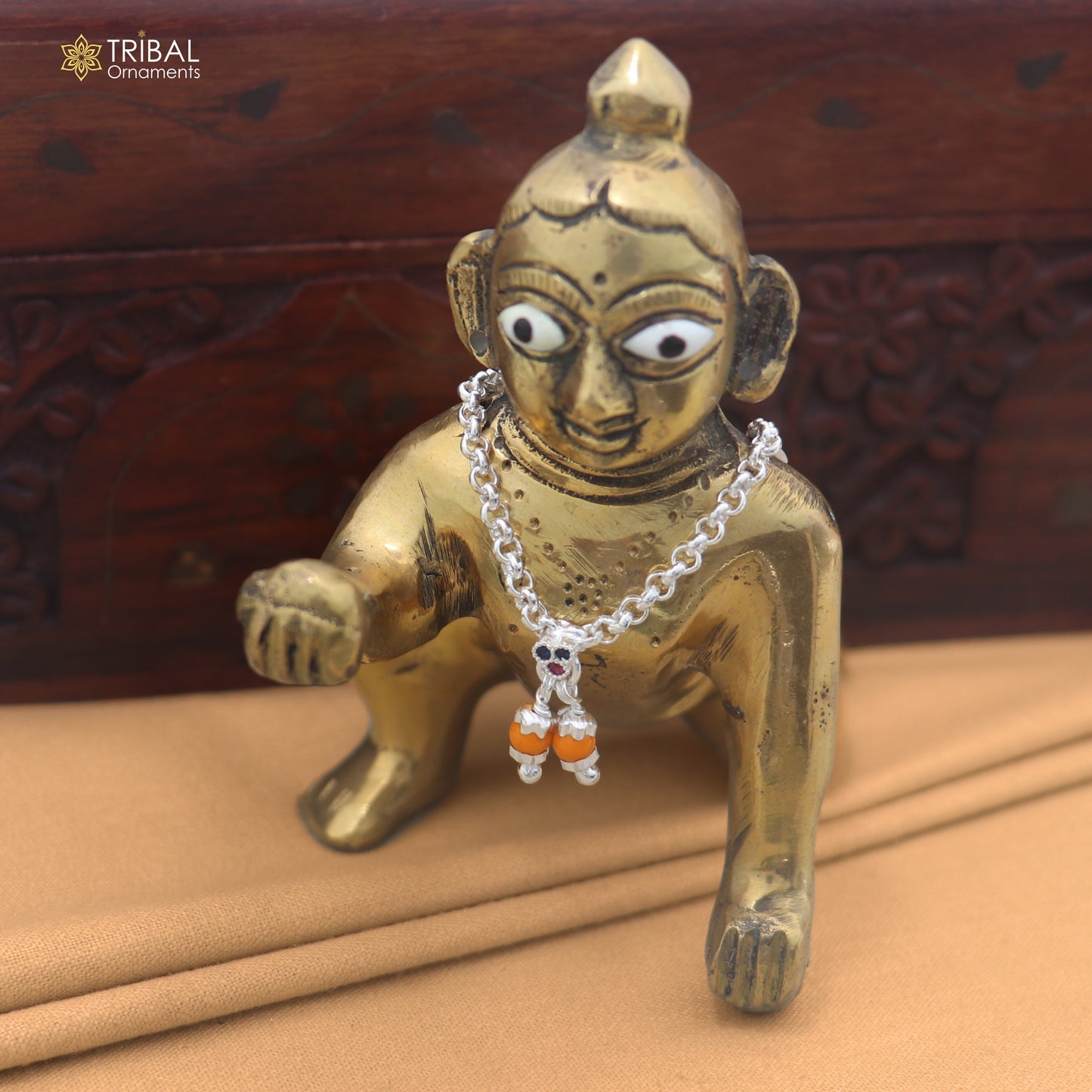 925 sterling silver link chain necklace for Lord Krishna Laddu Gopala jewelry set891